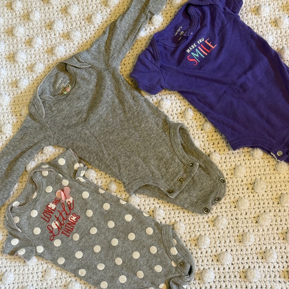 Gray and Purple Baby Onesies Set